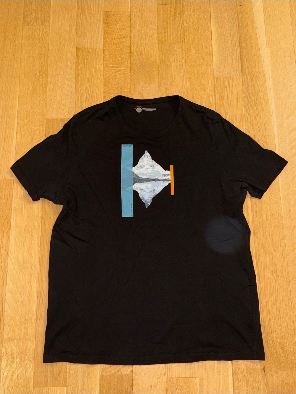 Renuar Black Short Sleeve Tee with Blue and Orange Graphic